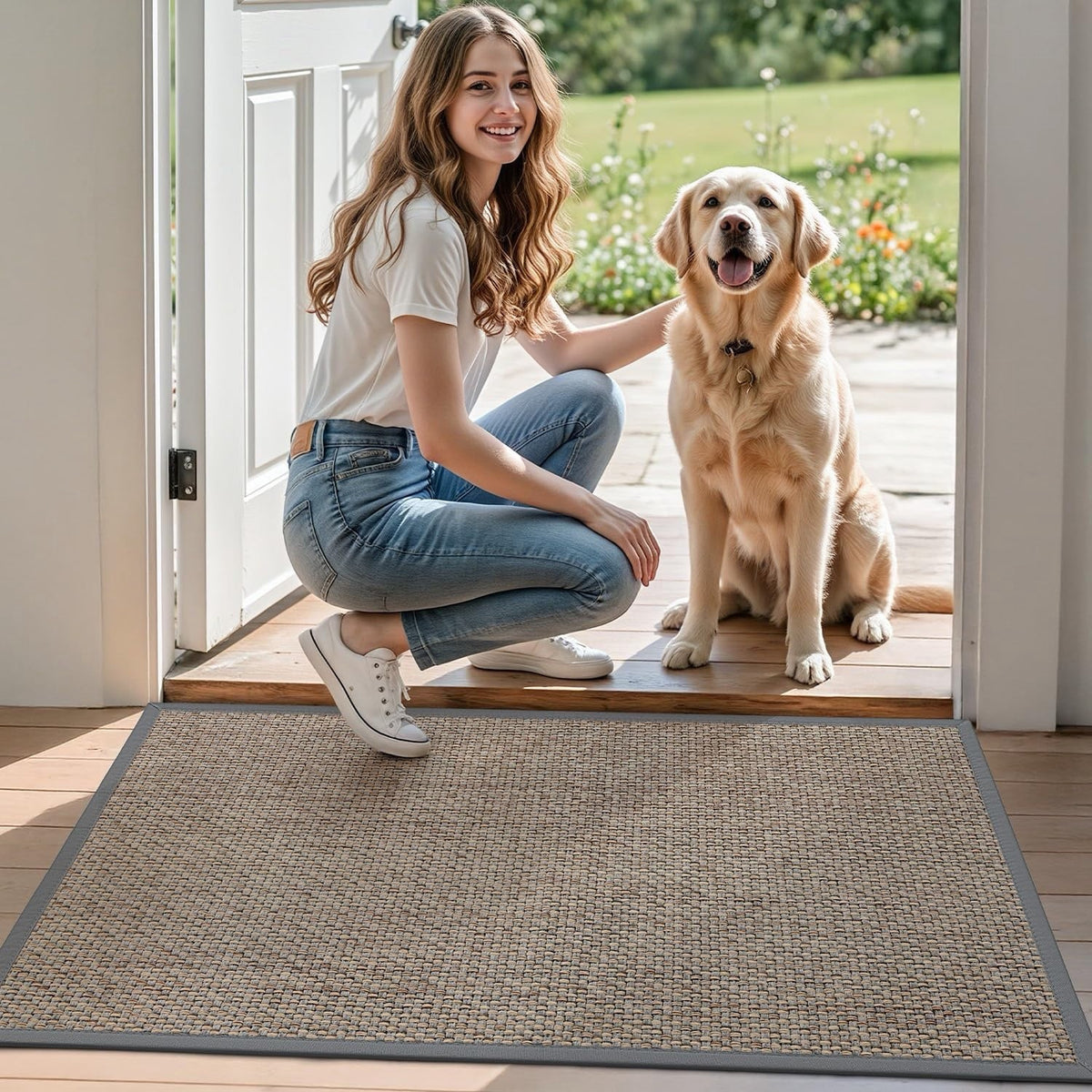 Door Mat Indoor Entrance Rug 80x120cm Grey Dirt Trapper Non Slip Rubber Backed