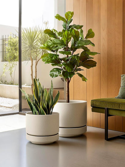 Le TAUCI Ceramic Plant Pot 30 cm Large Planter With Saucer Indoor Outdoor