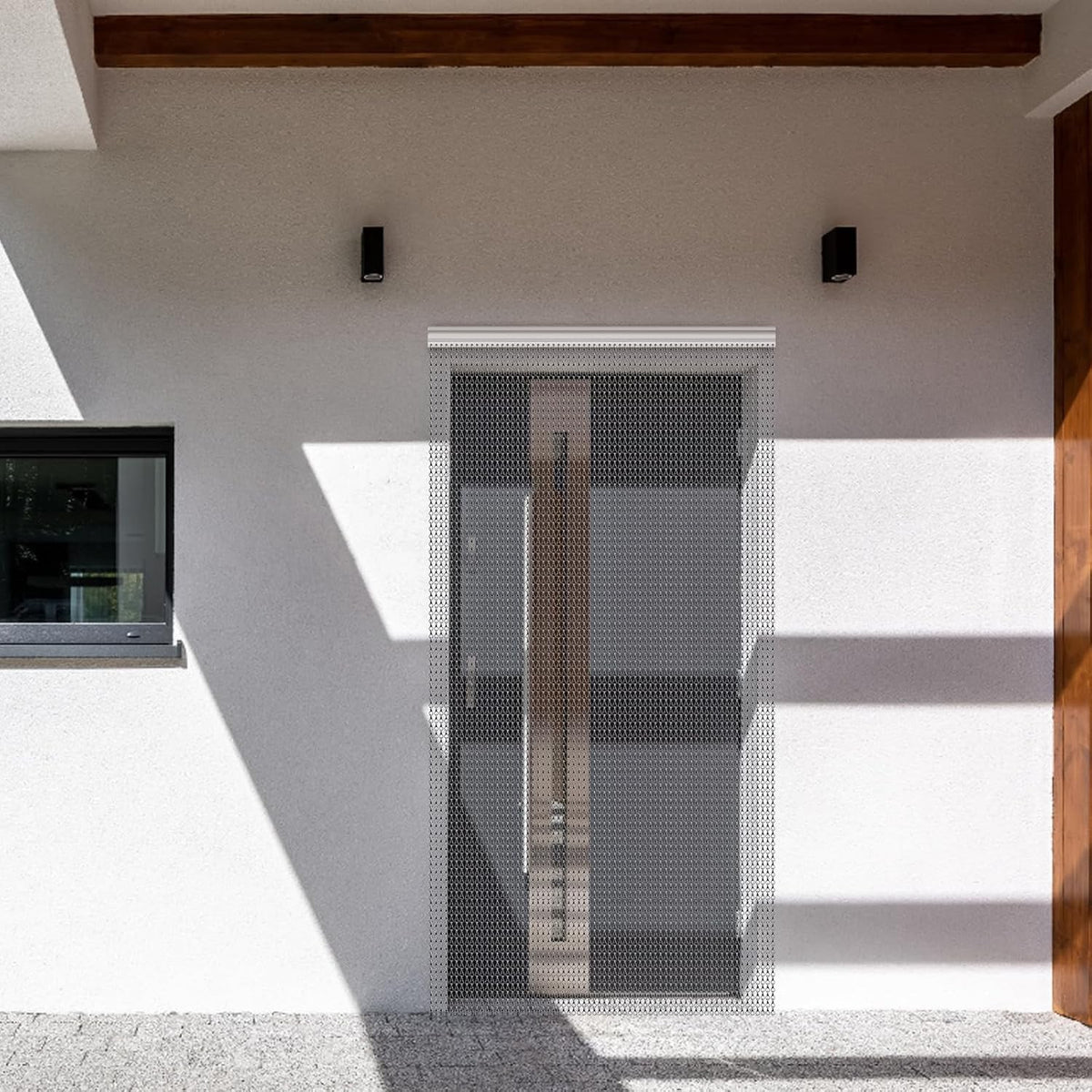 Chain Curtain Aluminium Fly Screen Door 90x200cm Black Insect Privacy Barrier