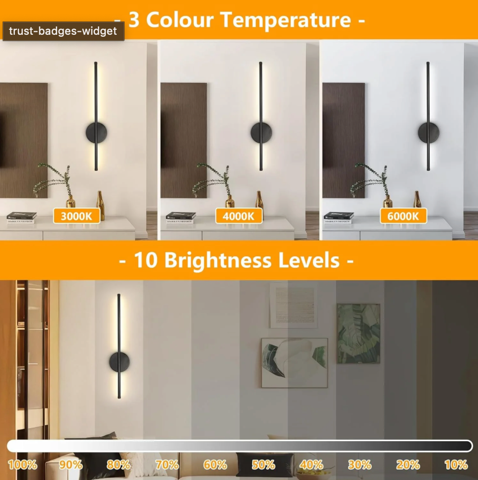 2x Wireless Rechargeable Wall Sconce Lights Black Dimmable Remote