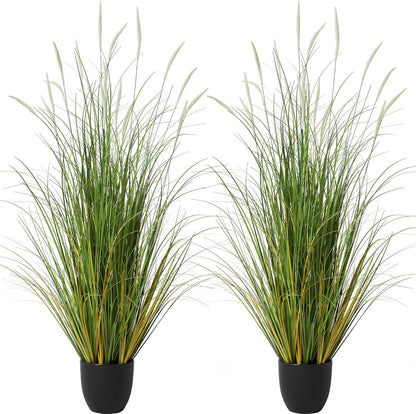 Artificial Reed Grass 3ft 2 Pack White Faux Cattail Potted Plants Decor Indoor