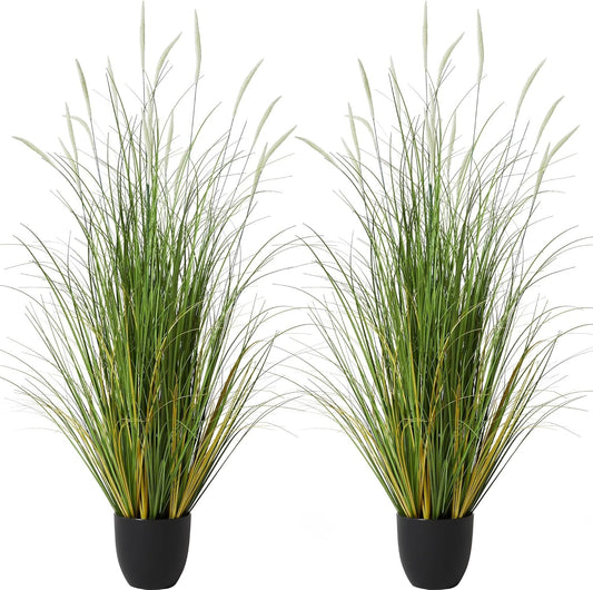 Artificial Reed Grass 3ft 2 Pack White Faux Cattail Potted Plants Decor Indoor