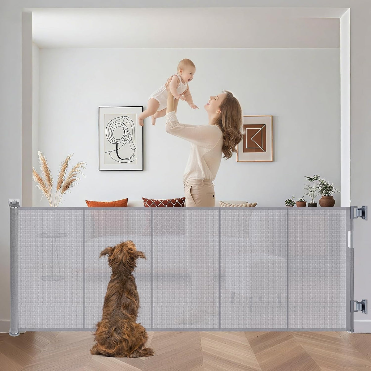 Extra Wide Retractable Baby Pet Gate 3m Indoor Outdoor One Hand Safety Barrier
