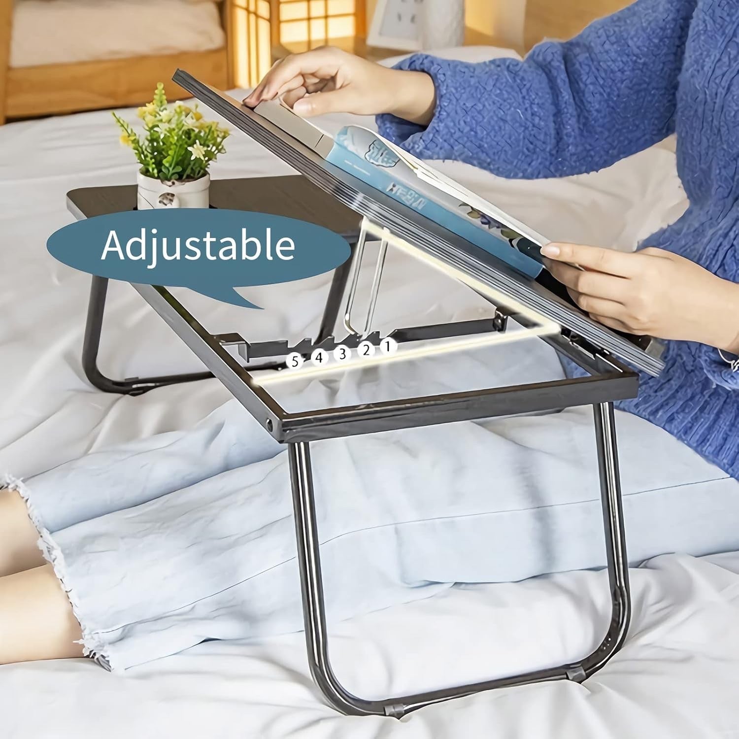 Laptop Bed Table Foldable Desk Cup Slot Reading Holder Sofa Tray Portable Stand