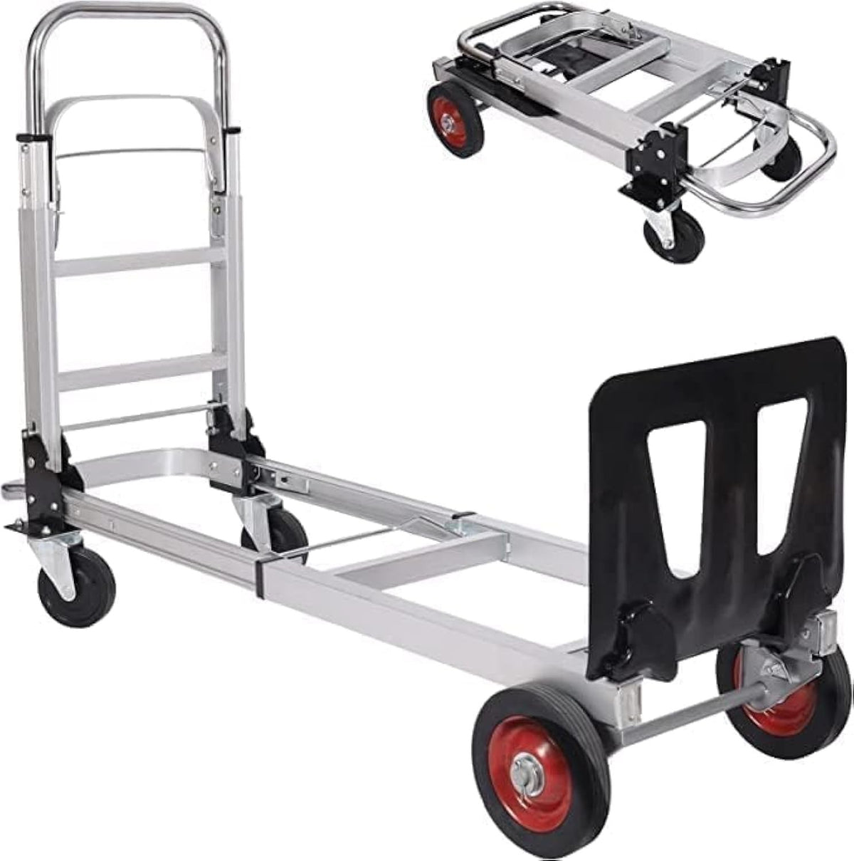 Folding Sack Truck Trolley 2 in 1 Heavy Duty 150kg Aluminium 4 Wheel Platform