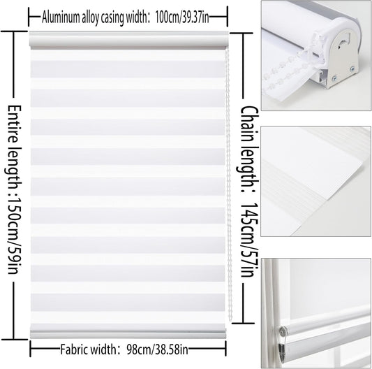 Zebra Roller Blind 100x150cm Day Night Blackout Window Shade White