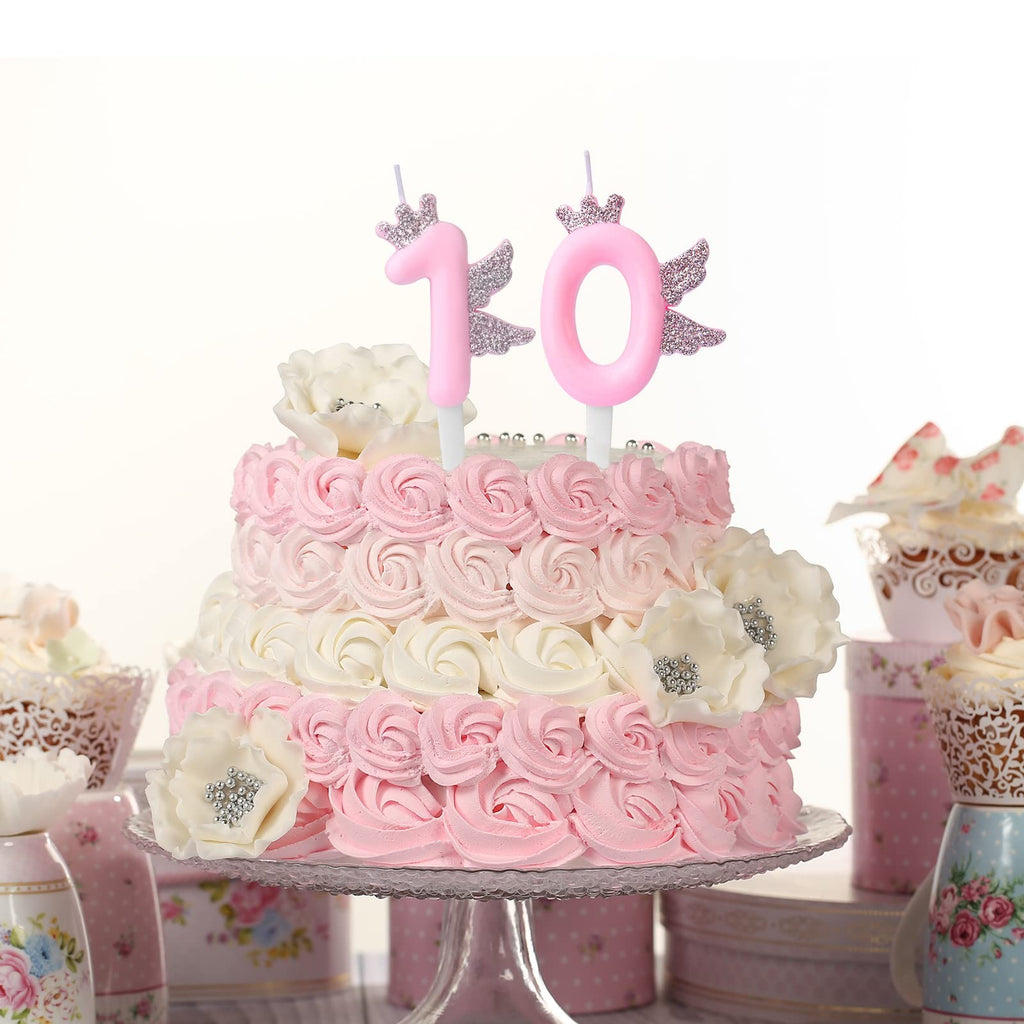 2.6" Large Birthday Candles Number 9 Candle Glitter Pink Birthday Candle Cake