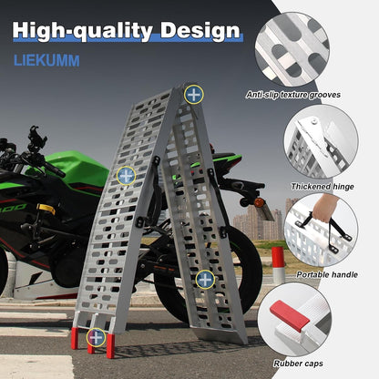 Motorbike Loading Ramp Folding Aluminium 225.5cm 28cm 340kg Non Slip Single