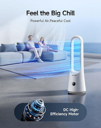 Bladeless Tower Fan Heater 2-in-1 8 Speed 90° Oscillating Remote App 9H Timer