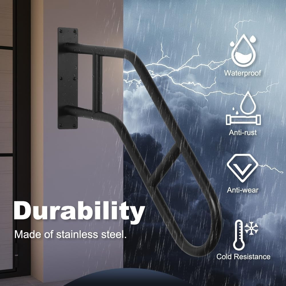 Outdoor Stair Handrail 2 Pack Wall Mount Rail for 1-3 Steps Safety Support