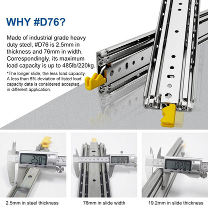 Heavy Duty Drawer Runners 600mm Locking Slides 220kg Full Extension 76mm Pair