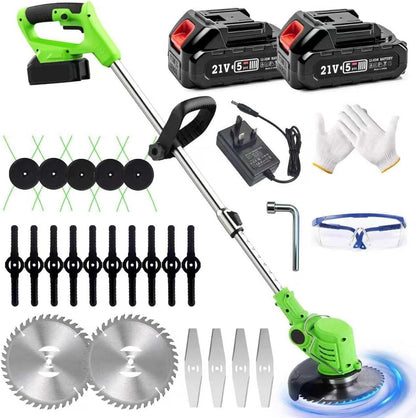 Cordless Strimmer Grass Trimmer 21V Battery Garden Cutter 2 Batteries Blades