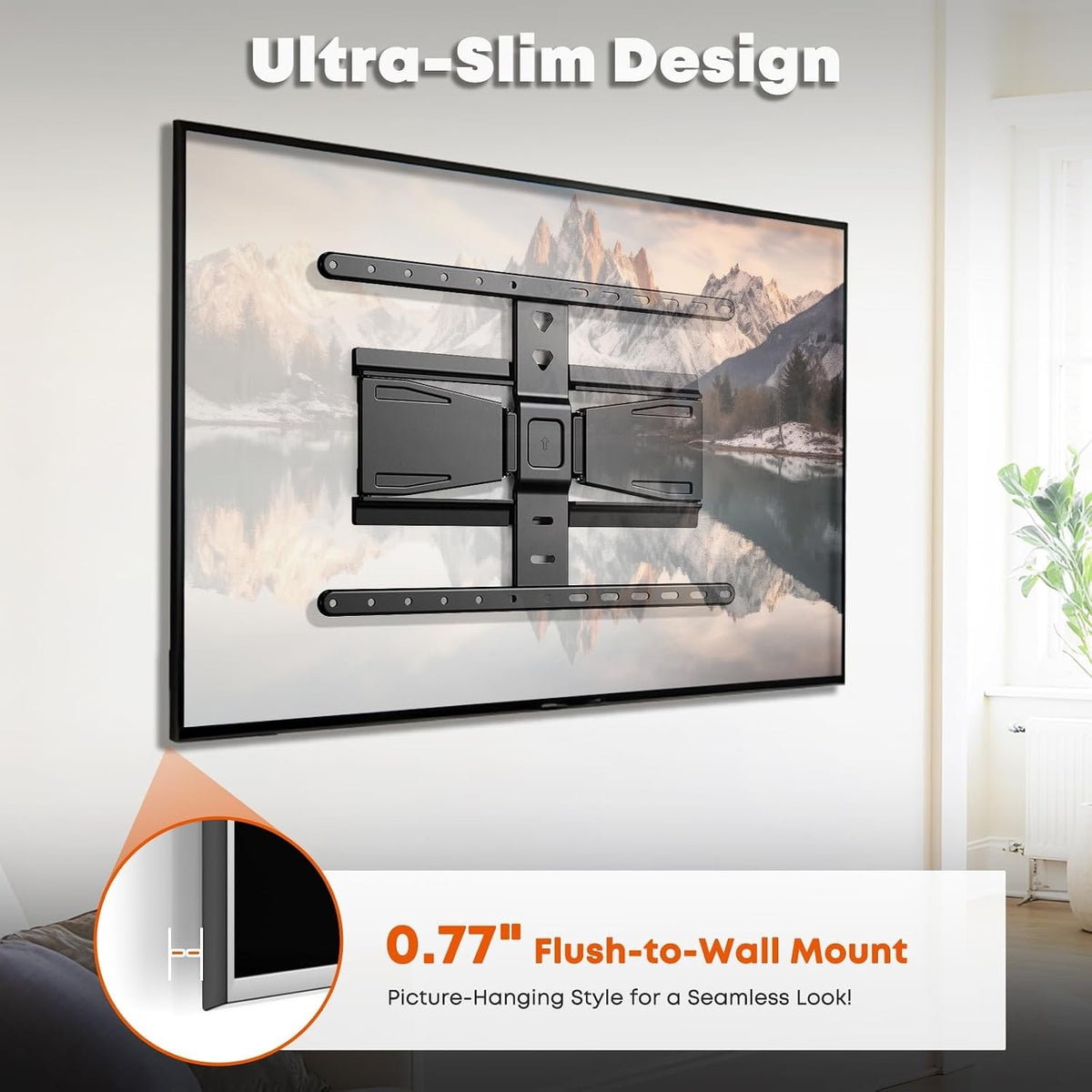 TV Wall Mount Bracket 43-90in Ultra Slim Full Motion VESA 600x400 110lb Black