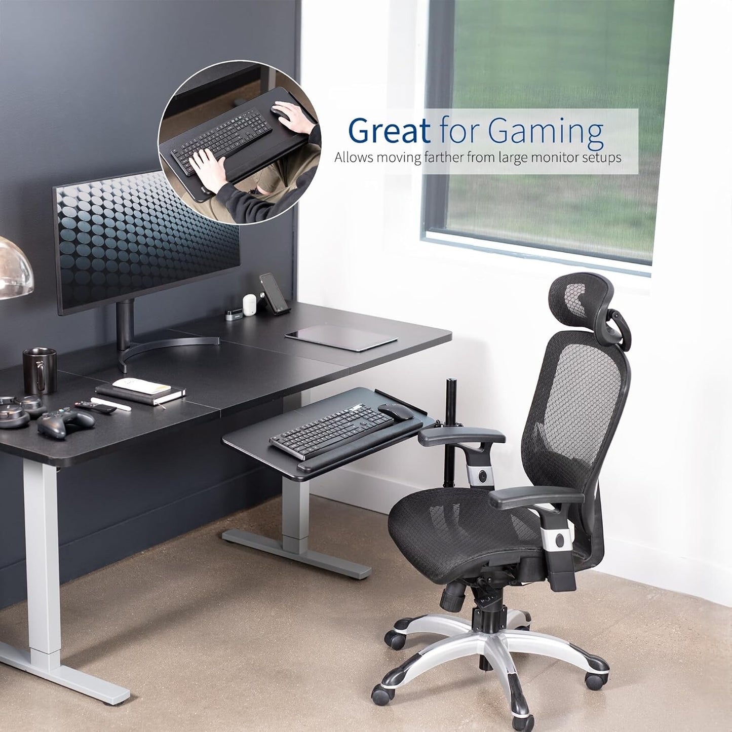 VIVO Office Chair Mounted 26 x 12 Inch Keyboard and Mouse Tray Ergonomic Tilt