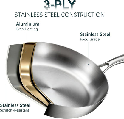 Pots Pans Cookware Set 24 Piece Stainless Steel Induction Hob Frying Pan Silver