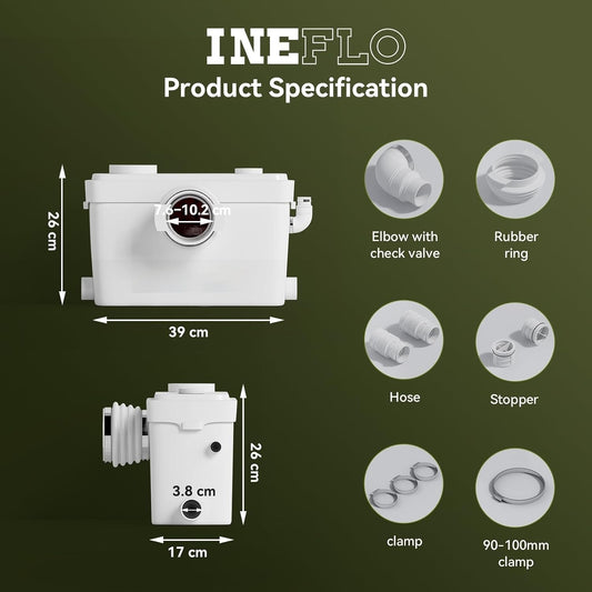 Macerator Pump Toilet Waste Water Upflush 750PRO 11M 210L/min Shower Sink WC