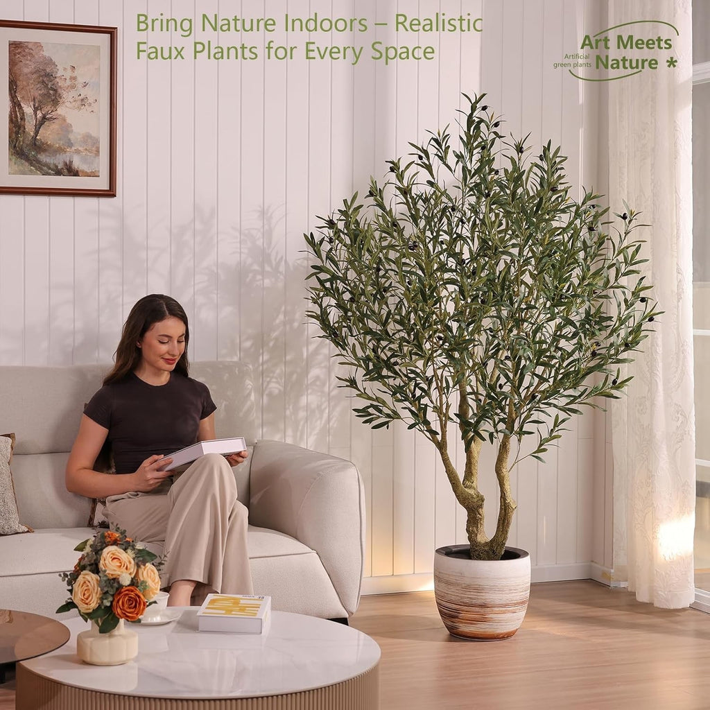 VeriNatural 240cm Artificial Olive Tree Large Faux Plant Indoor Outdoor
