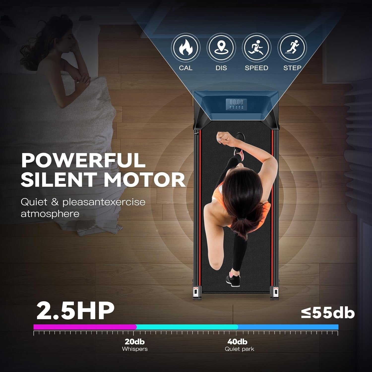 Sperax Walking Pad Treadmill for Home - Under Desk Treadmill Remote Control LED