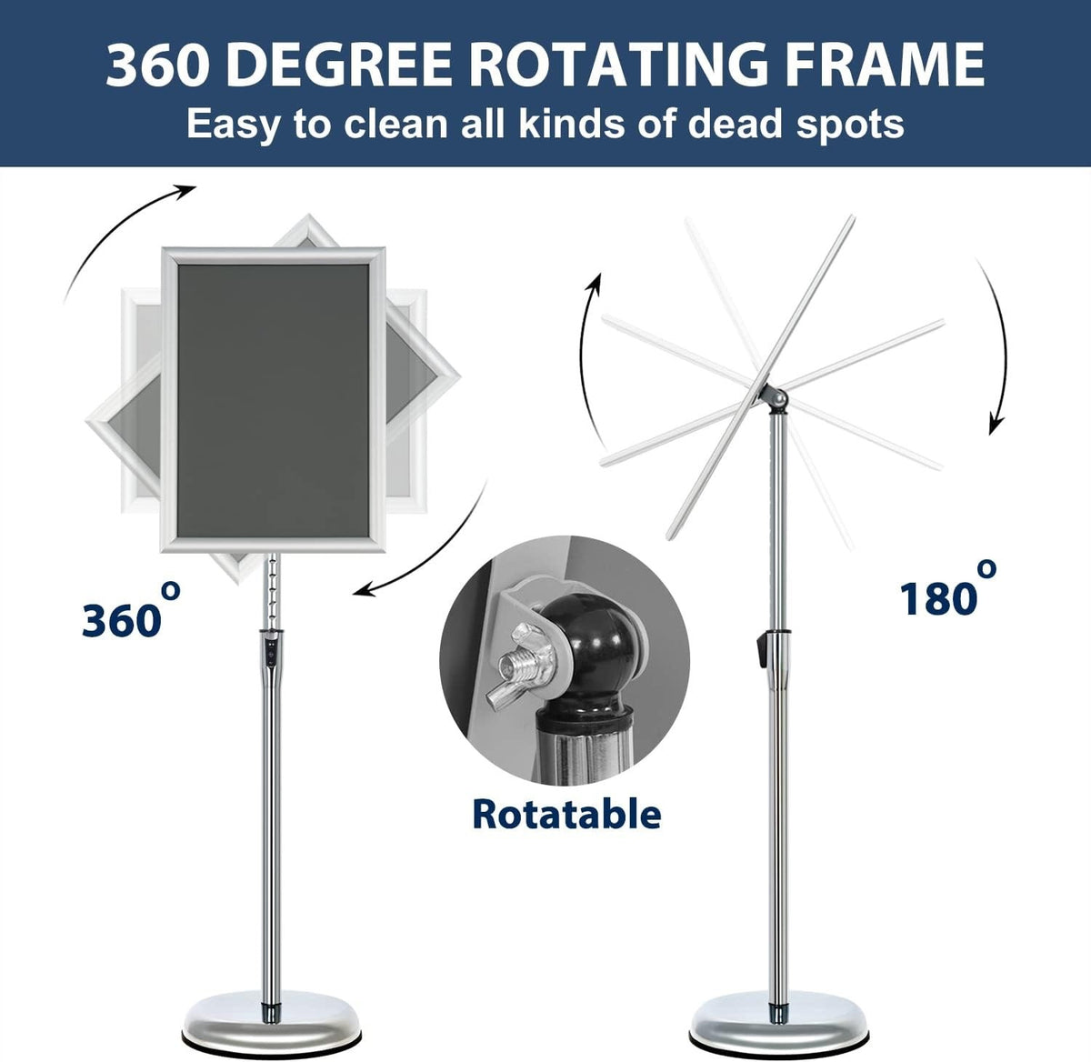 A3 Poster Sign Holder Stand Adjustable Height Floor Standing Silver Snap Frame