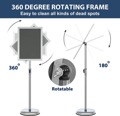A3 Poster Sign Holder Stand Adjustable Height Floor Standing Silver Snap Frame