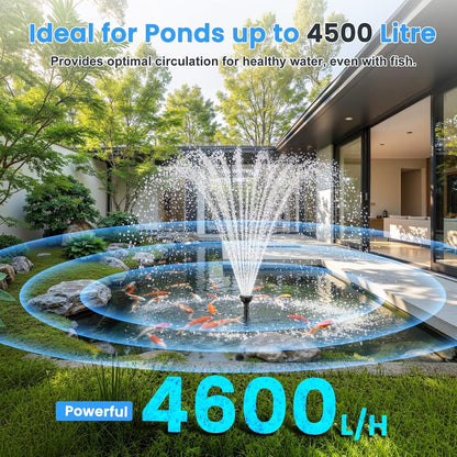 Pond Filter Pump Fountain Kit 4600L/H 42W UV Clarifier 3 Nozzles Garden Fish UK
