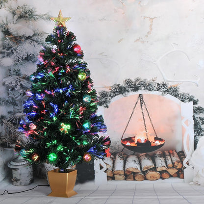 3FT Fiber Optic Christmas Tree Mini Prelit Tabletop Tree LED Star Decor Green