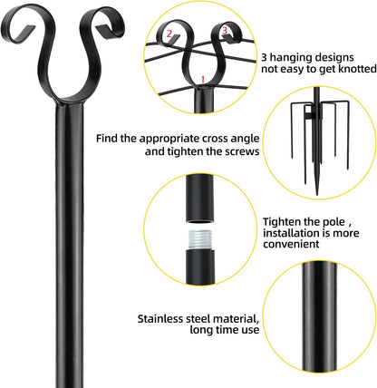 Festoon Light Poles Outdoor 4 Pack 2.7m Black Steel Garden String Light Stands