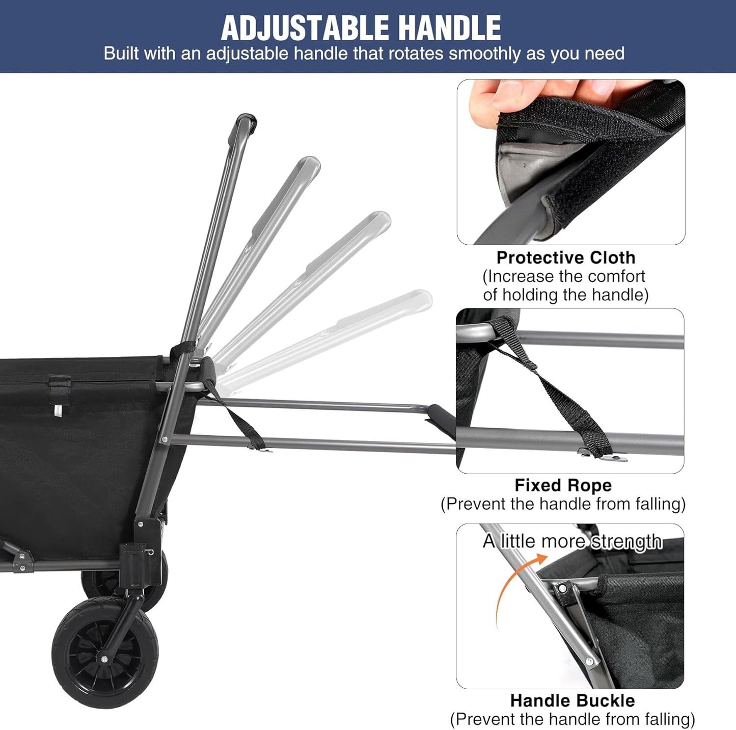 Dog Wagon Trolley Cart Folding 134L Heavy Duty Extendable Rear 70kg Black Pet