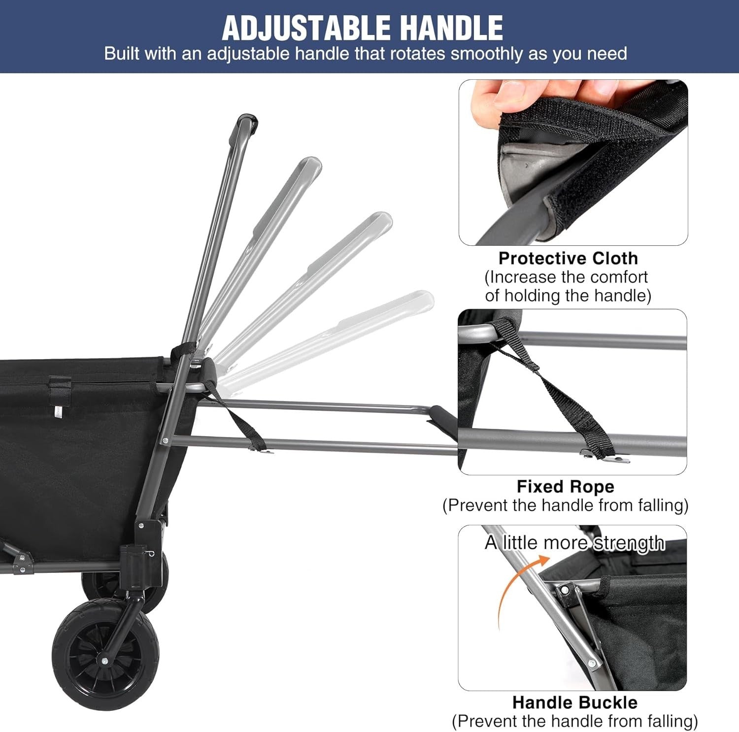 Dog Wagon Trolley Cart Folding 134L Heavy Duty Extendable Rear 70kg Black Pet