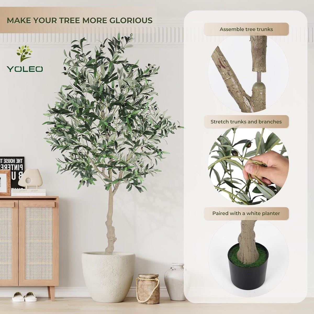 Artificial Olive Tree 7FT Faux Silk Lifelike Plant Indoor Living Room Bedroom