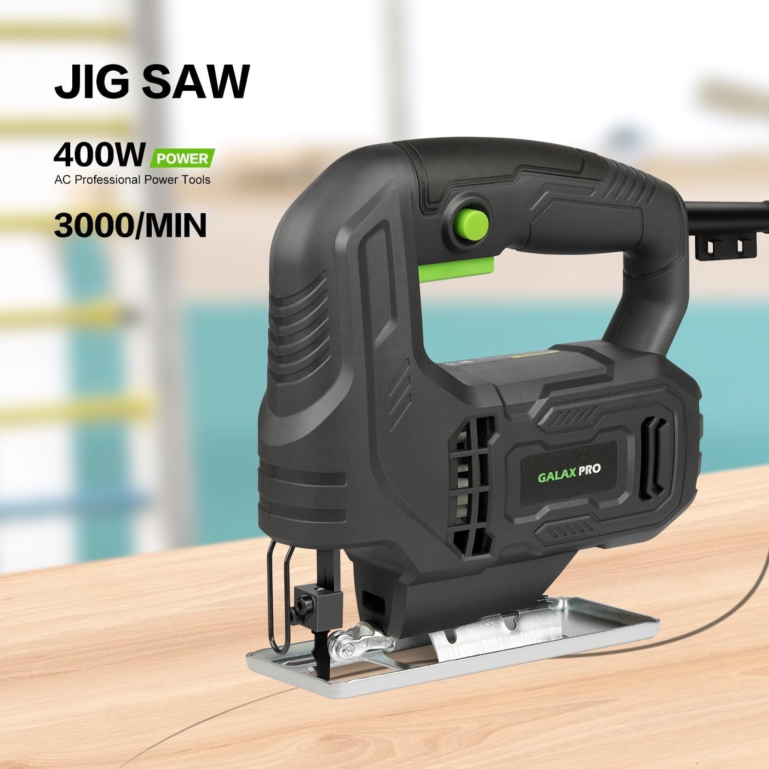 400W Electric Jigsaw Variable Speed 3000SPM 45° Bevel Cutting Tool