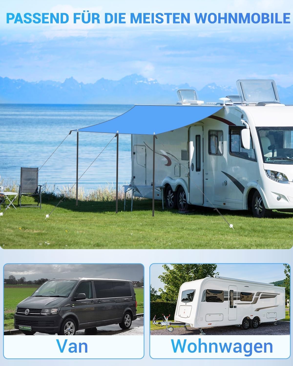 Campervan Awning Caravan Canopy 3.5x2.4m 3 Keder Sizes 210D Waterproof UV Cover