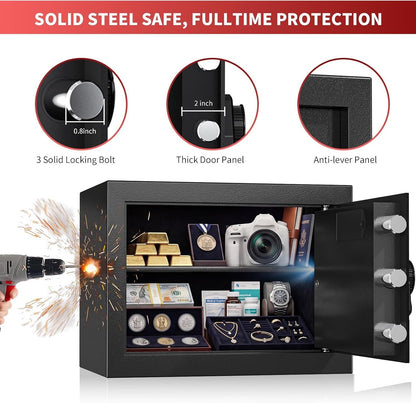 Digital Electronic Security Safe Box 20L Steel Keypad Lock Alarm Office Black