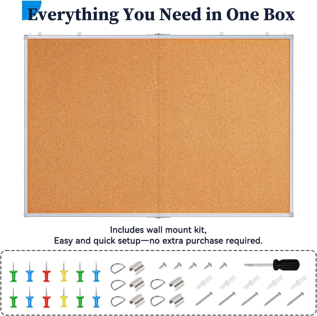 Large Cork Notice Board 180x120cm Aluminium Frame Wall Pin Board w Push Pins