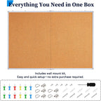 Large Cork Notice Board 180x120cm Aluminium Frame Wall Pin Board w Push Pins