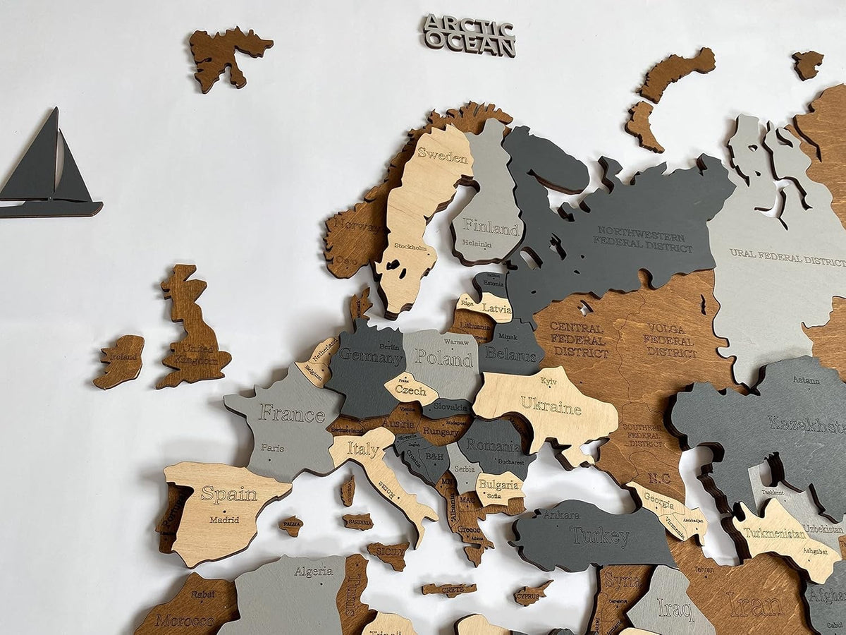 Wooden World Map Wall Art 3D Large 160x85cm Multicolour Travel Decor Birch