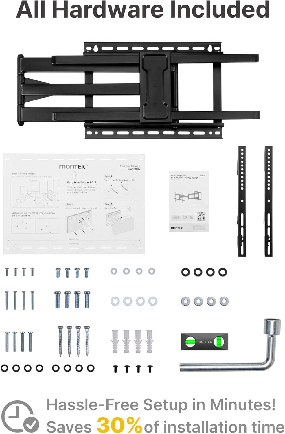 TV Wall Bracket Full Motion 43-80 Inch 1065mm Arm Swivel Tilt 50kg VESA 600x400