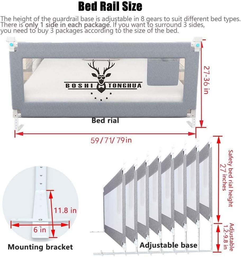 Toddler Bed Rail 150cm Extra Long Safety Guard Fold Down Swing Kids Bedrail