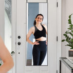 Over Door Full Length Mirror 122x35cm Black Aluminium Frame Bedroom Wall