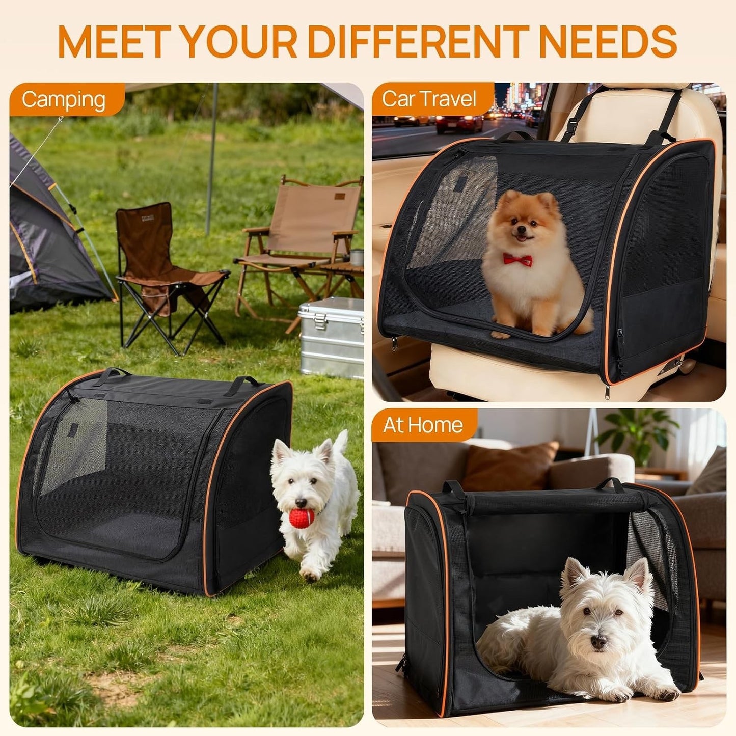 Pet Stroller Dog Pram 3-in-1 Cat Carrier Foldable 15kg Grey 4 Wheel Travel Bag
