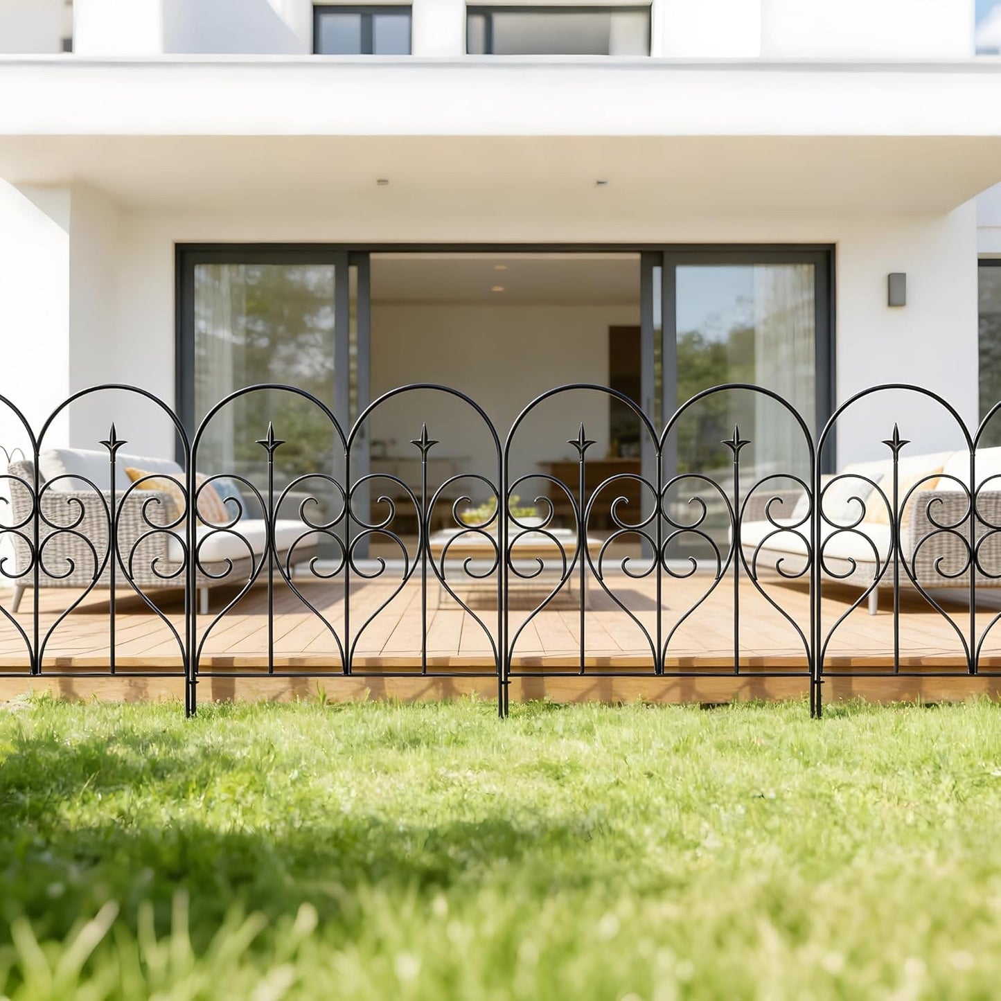 Metal Garden Fence Panels 10 Pack 6m Rustproof Border Edging No Dig 81x61cm