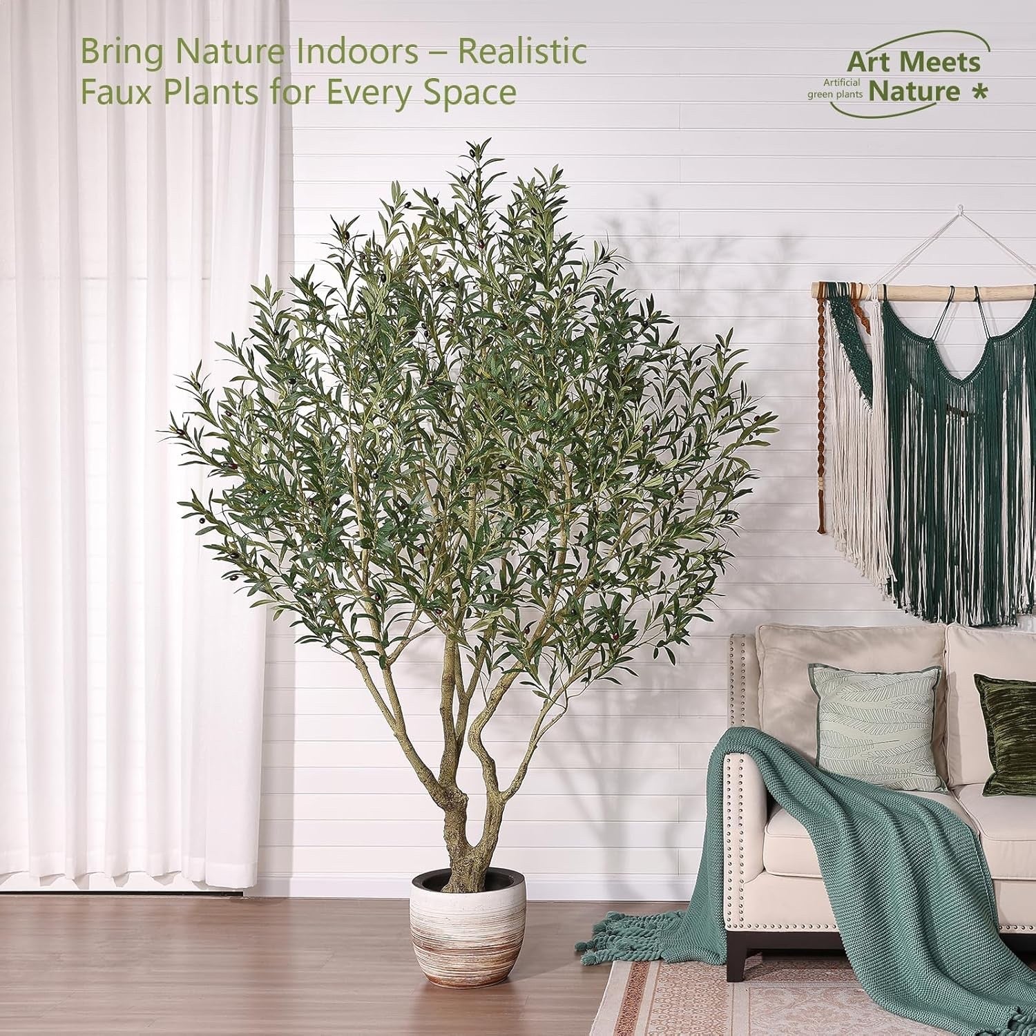 VeriNatural 240cm Artificial Olive Tree Large Faux Plant Indoor Outdoor