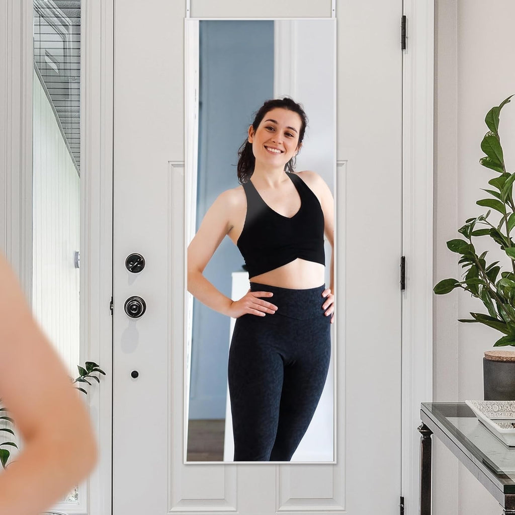 Over Door Full Length Hanging Mirror 122x35cm White Frame Bedroom