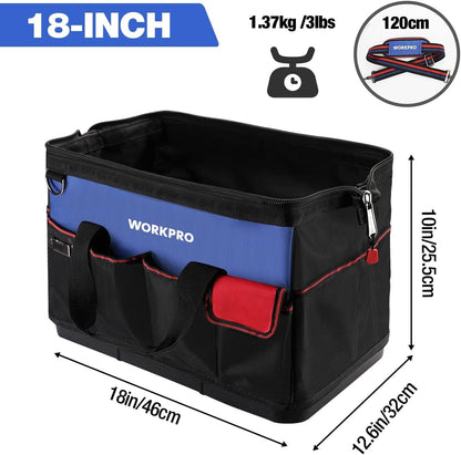 WORKPRO Tool Bag 18 Inch Tool Bag with Waterproof Molded Base Blue Black