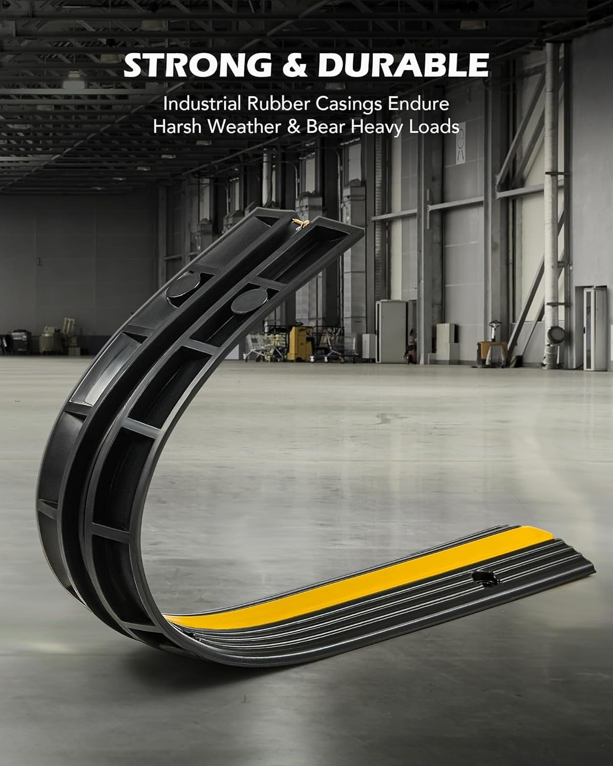 CREWORKS Floor Cable Protector 4-Pack Rubber 1-Channel Ramp 6600lbs 99×15×3cm