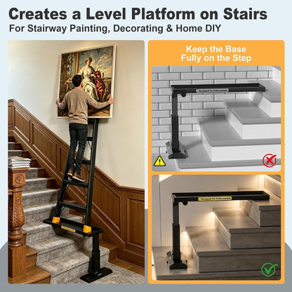 Ladder Leveler Stairs Foldable Extender 11.8-18in 800lb Steel Non-Slip Black