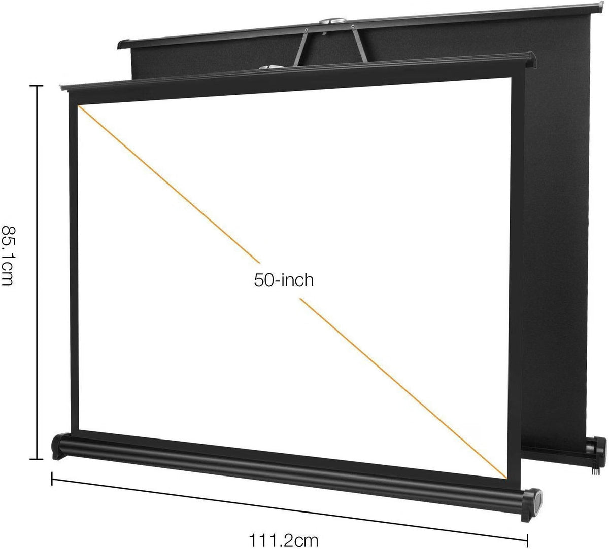 Portable Projector Screen 50 Inch 16:9 Retractable Tabletop Stand Home Cinema