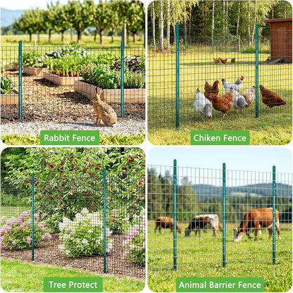 Fence Posts 7ft 213cm 7 Pack Metal U Channel Steel Garden Wire Mesh Green No Dig