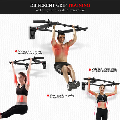 Pull Up Bar Wall Mounted Chin Up 125kg Home Gym Punch Bag TRX Training Black