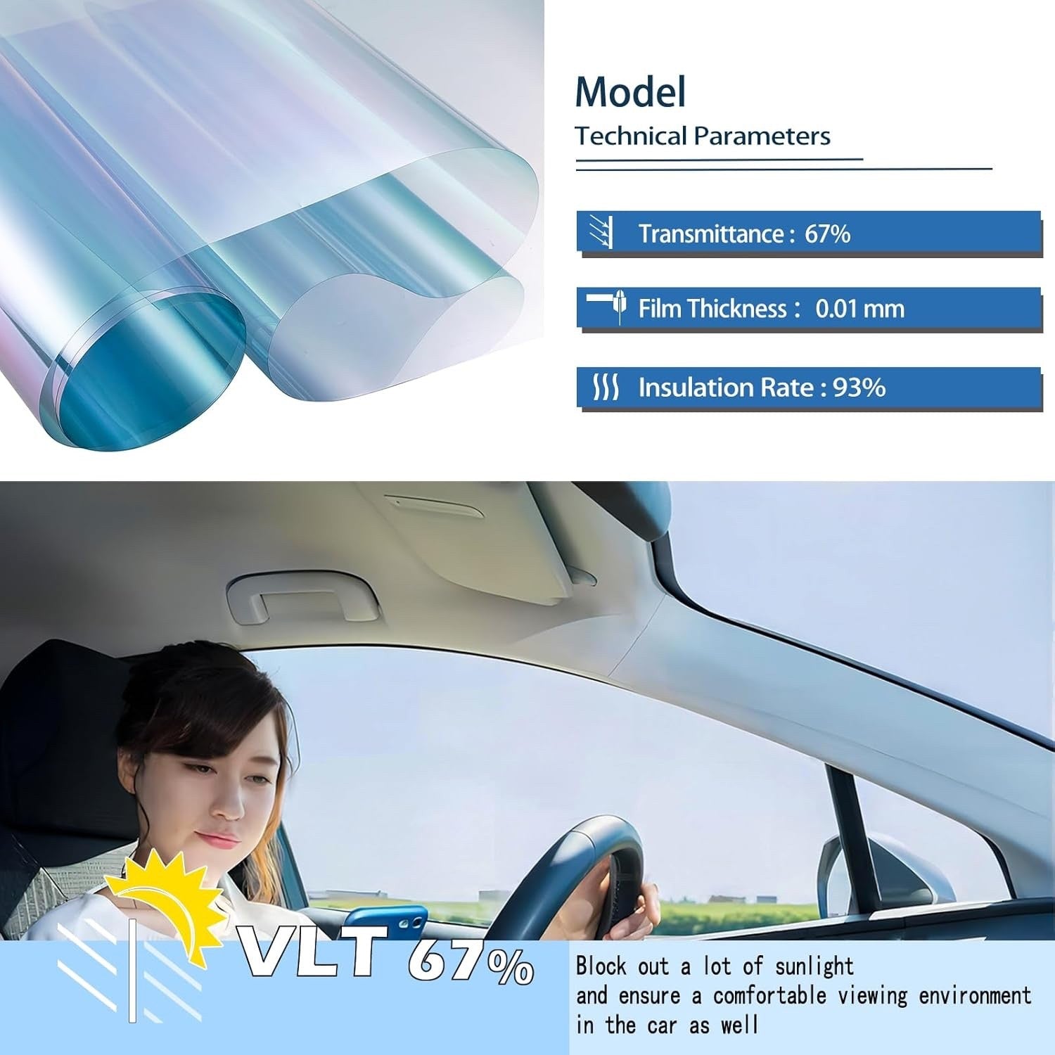 Car Window Tint Film 67% VLT Chameleon Color Heat UV Protection Roll